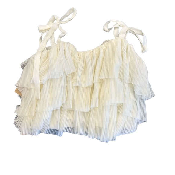 Blu Pepper‎ Cream Ruffle Crop Top - Picture 2 of 3